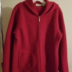 Red, hooded St. John's Bay wool jacket